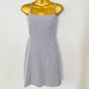Brandy Melville Blue and White Striped Mini Dress